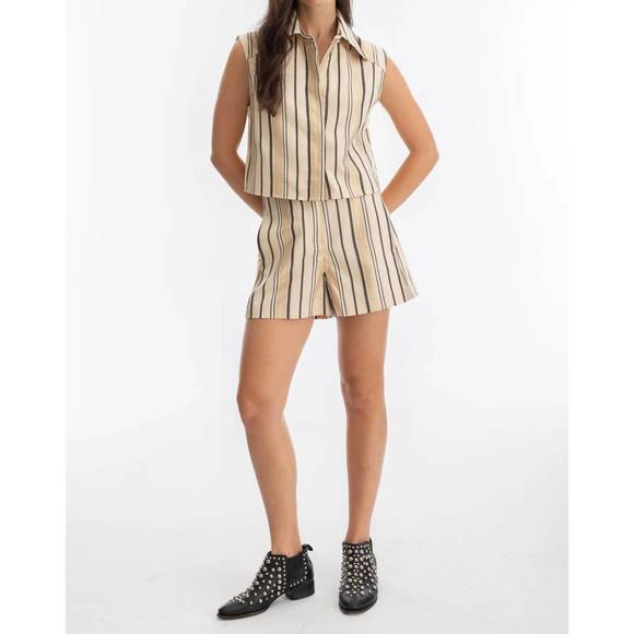 NEW LANHTROPY sydney jacquard shorts in gold stripes - Picture 1 of 2